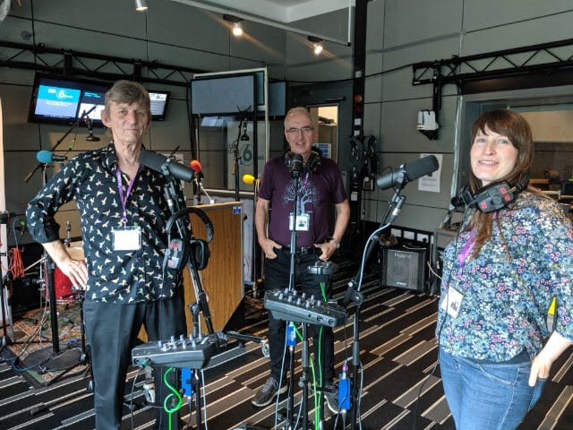 Gathered around the mikes at BBC Media City, Salford